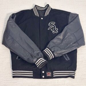 JH DESIGNS Chicago White Sox Men's L Black Varsity Jacket Vintage Reversible MLB